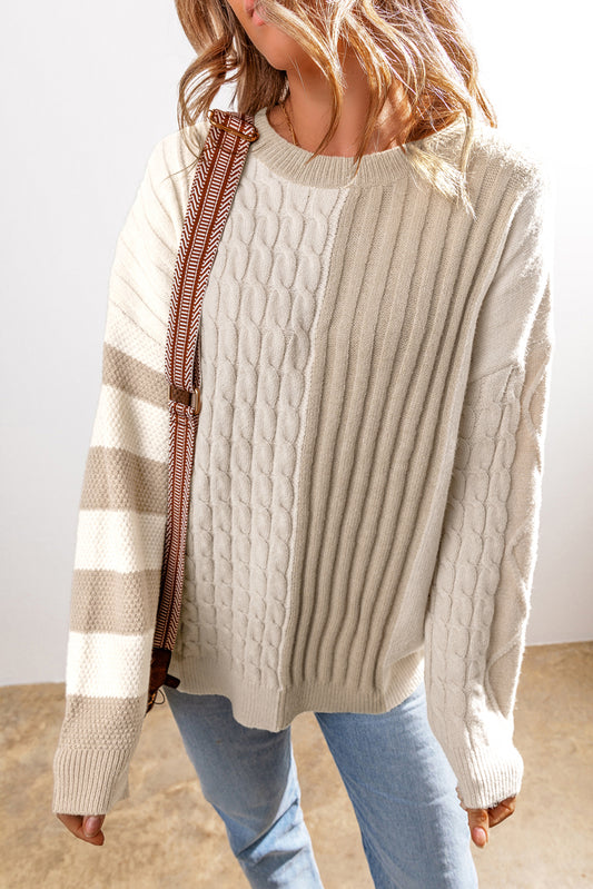 Cable Knit Color Block Sweater