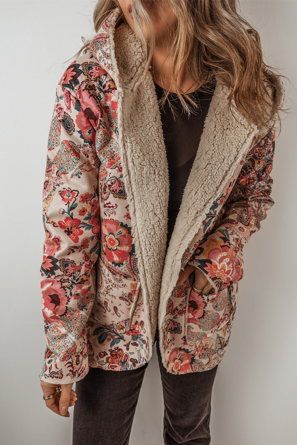 Vintage Paisley Floral Sherpa Jacket