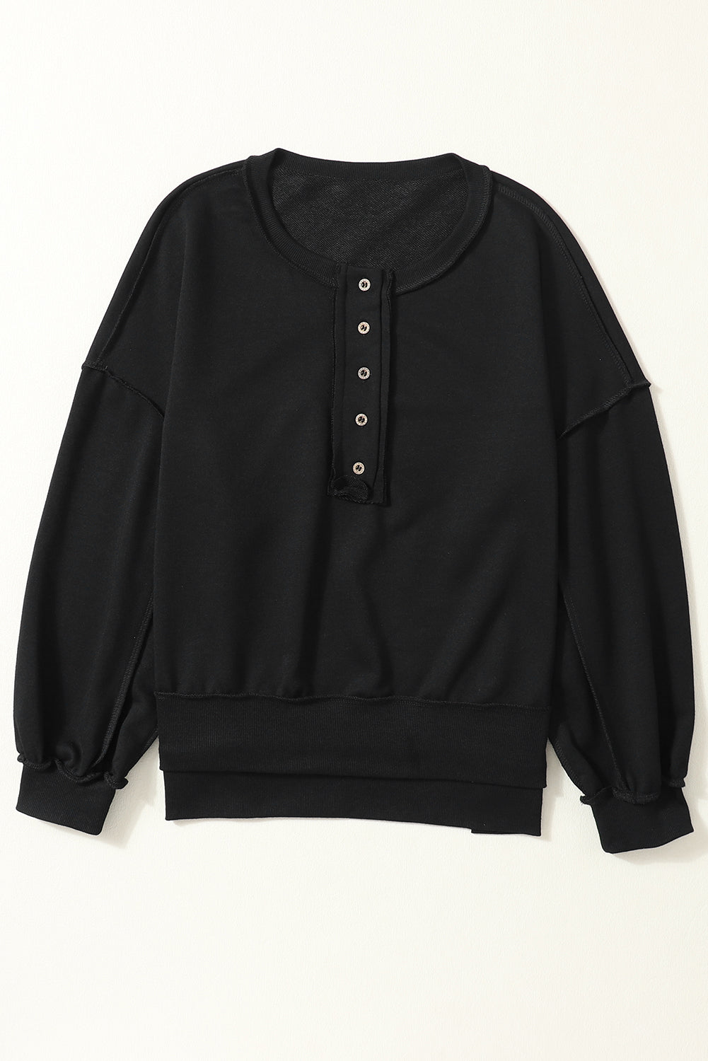 Drop Shoulder Henley Sweatshirt