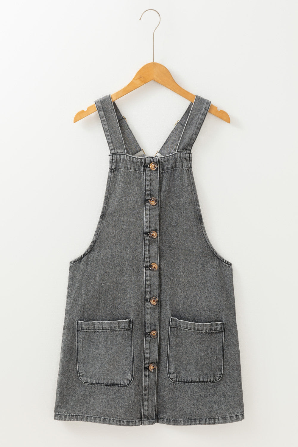 Button-Up Denim Overall Dress