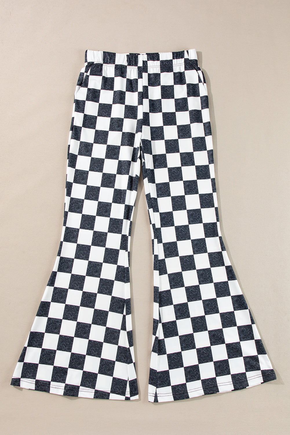 Checkerboard High Rise Flare Pants