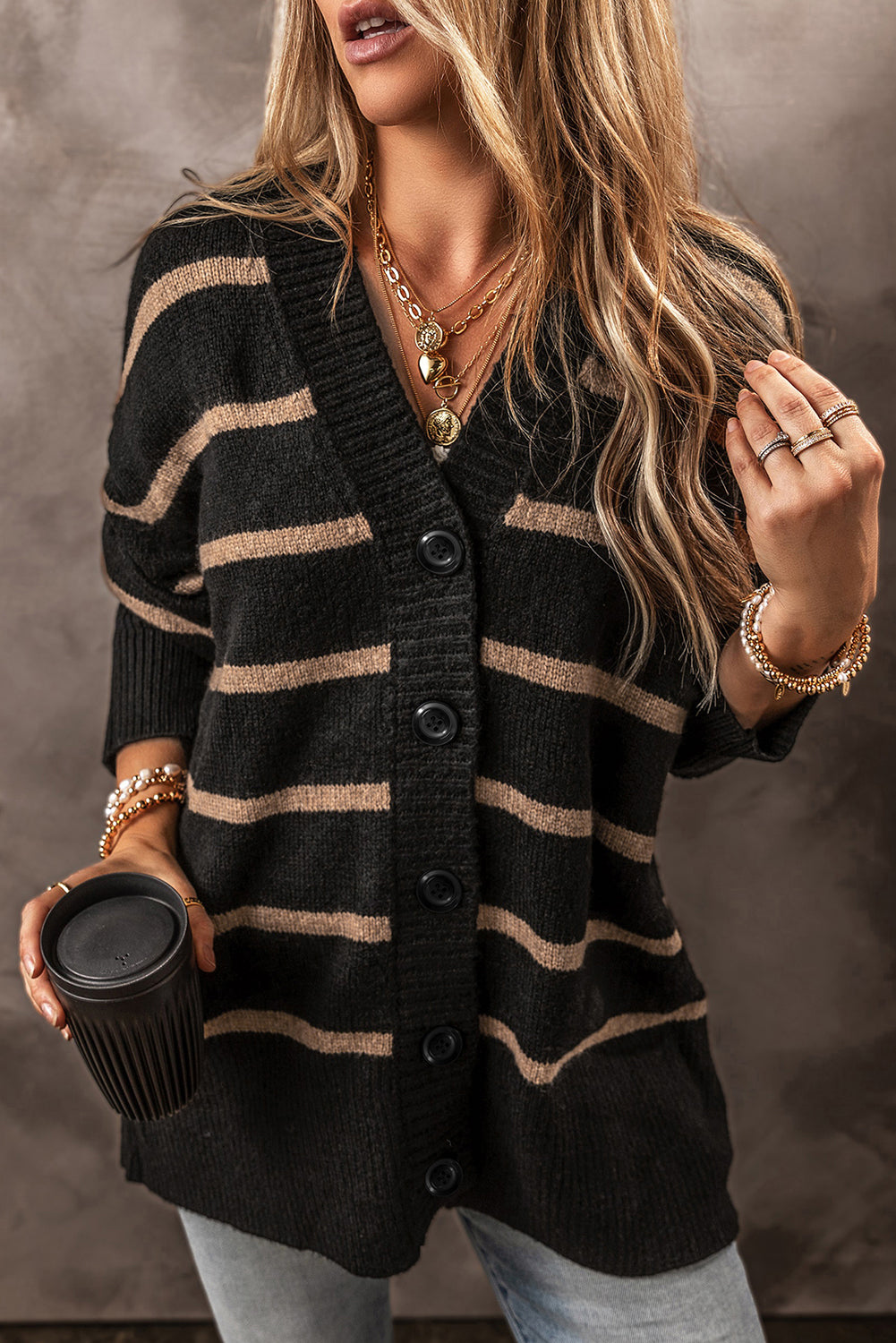 Striped Button Cardigan