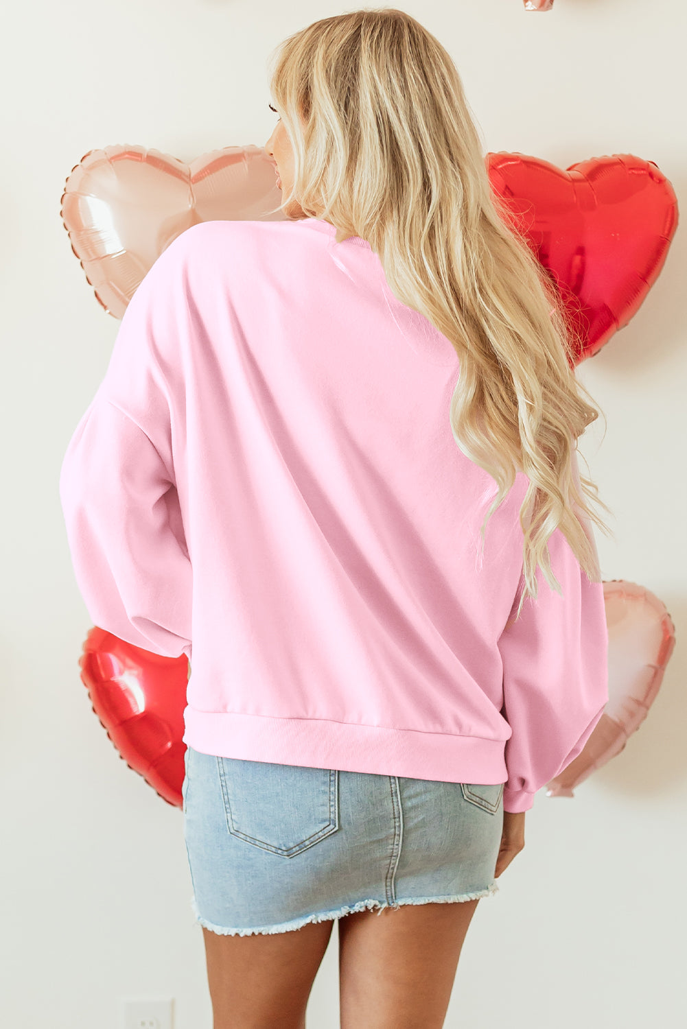 Embroidered Bow Oversized Sweatshirt