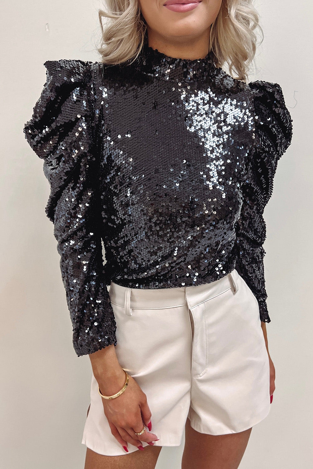 Sequin Bubble Sleeve Top