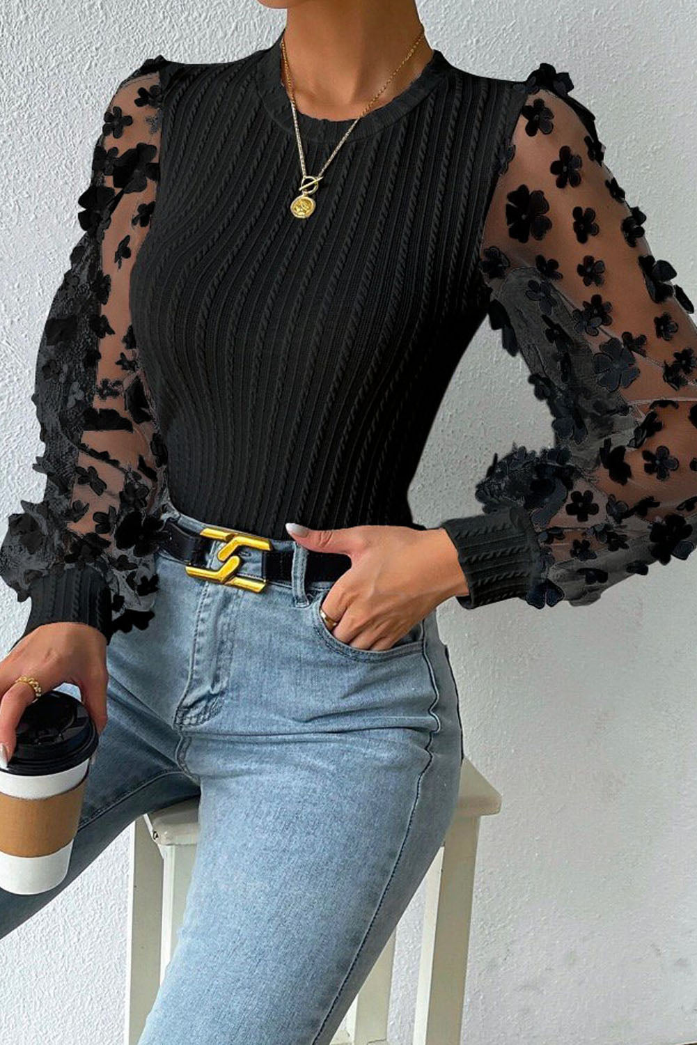 Floral Applique Blouse