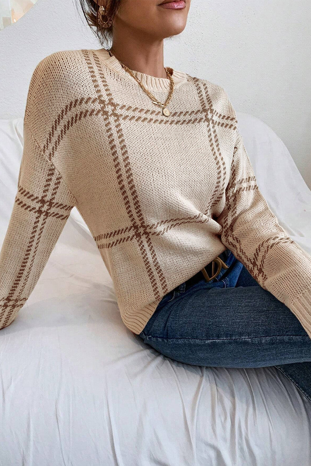 Plaid Knitted Sweater