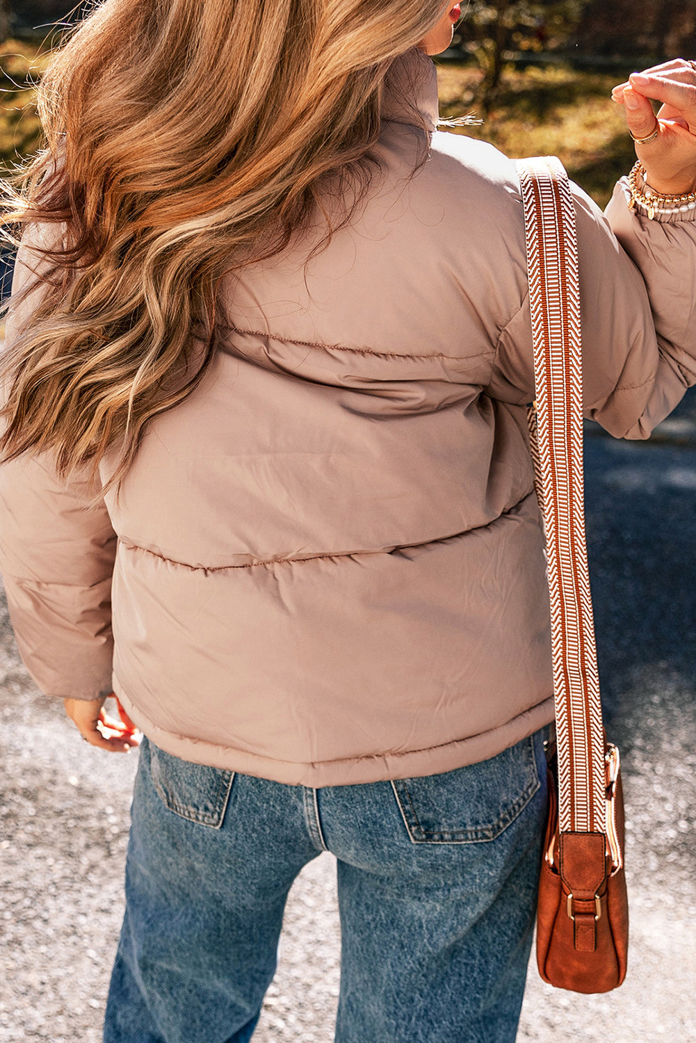 Pink Full-Zip Quilted Puffer Jacket