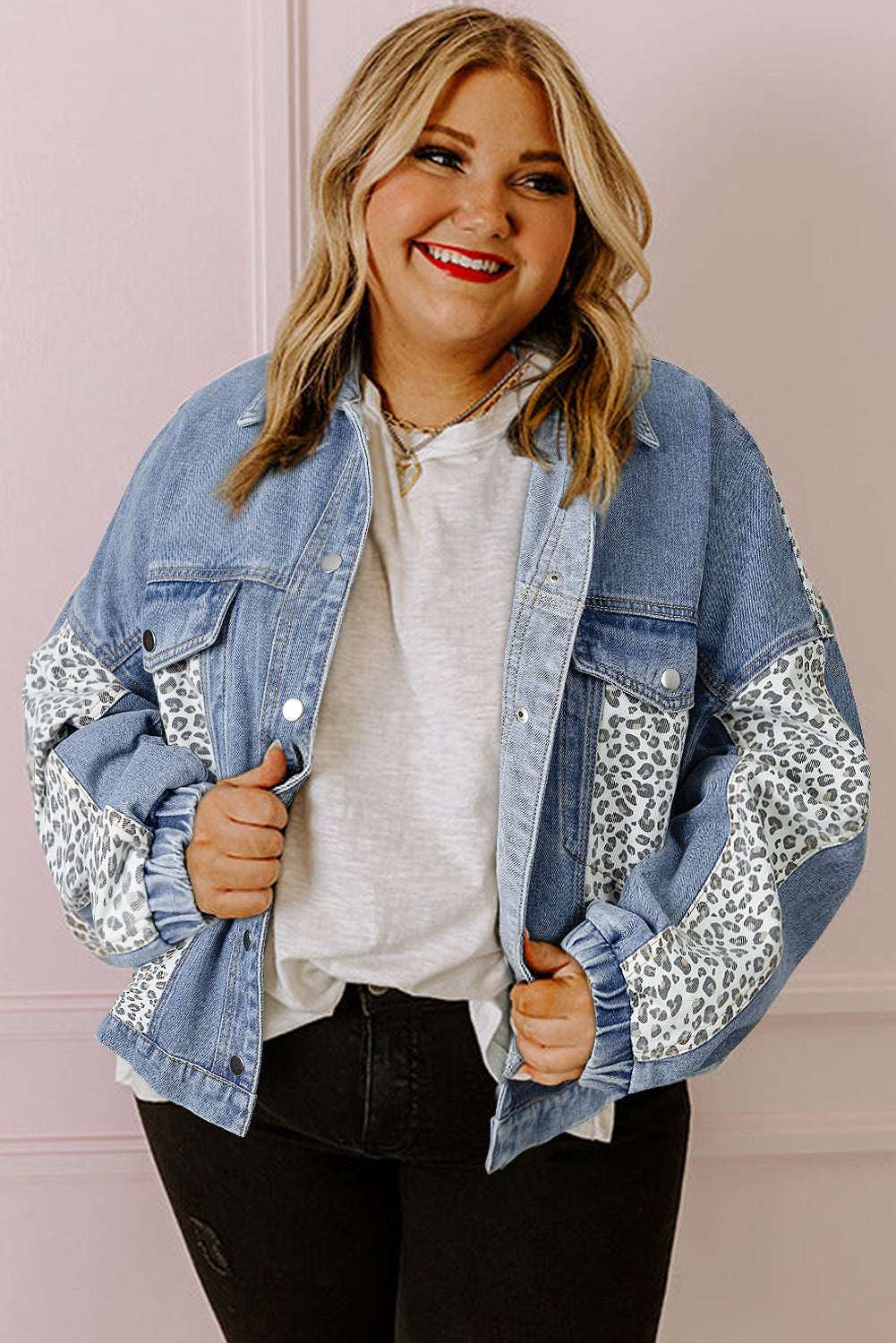 Leopard Patchwork Denim Jacket