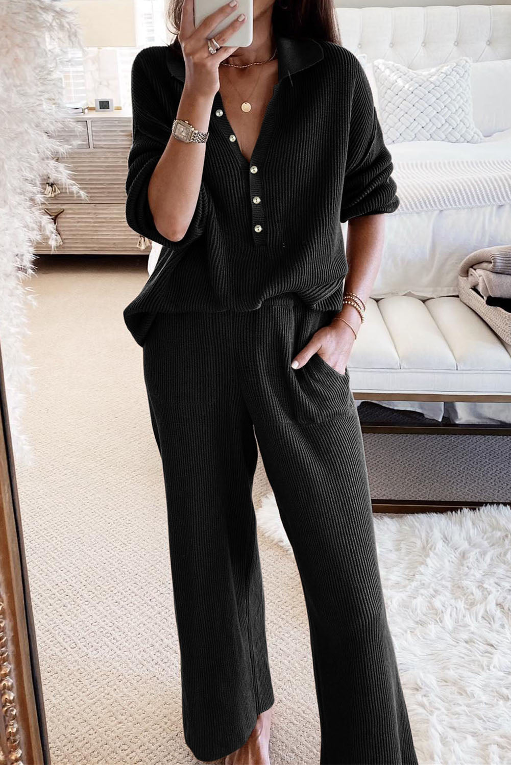 Henley Top and Pants Set