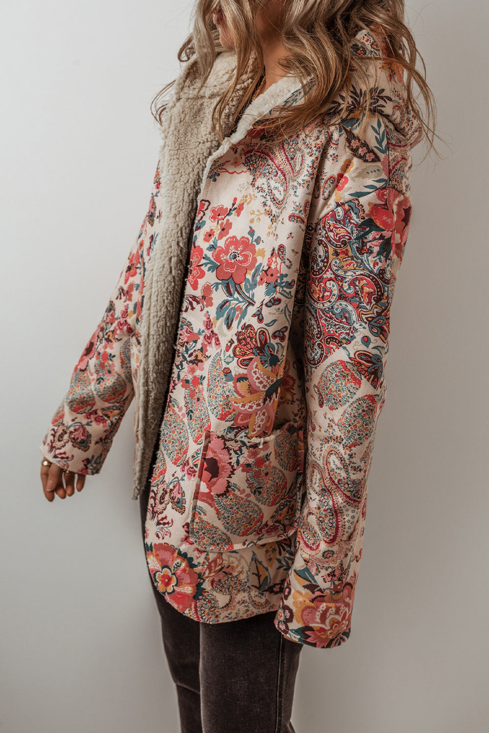 Vintage Paisley Floral Sherpa Jacket