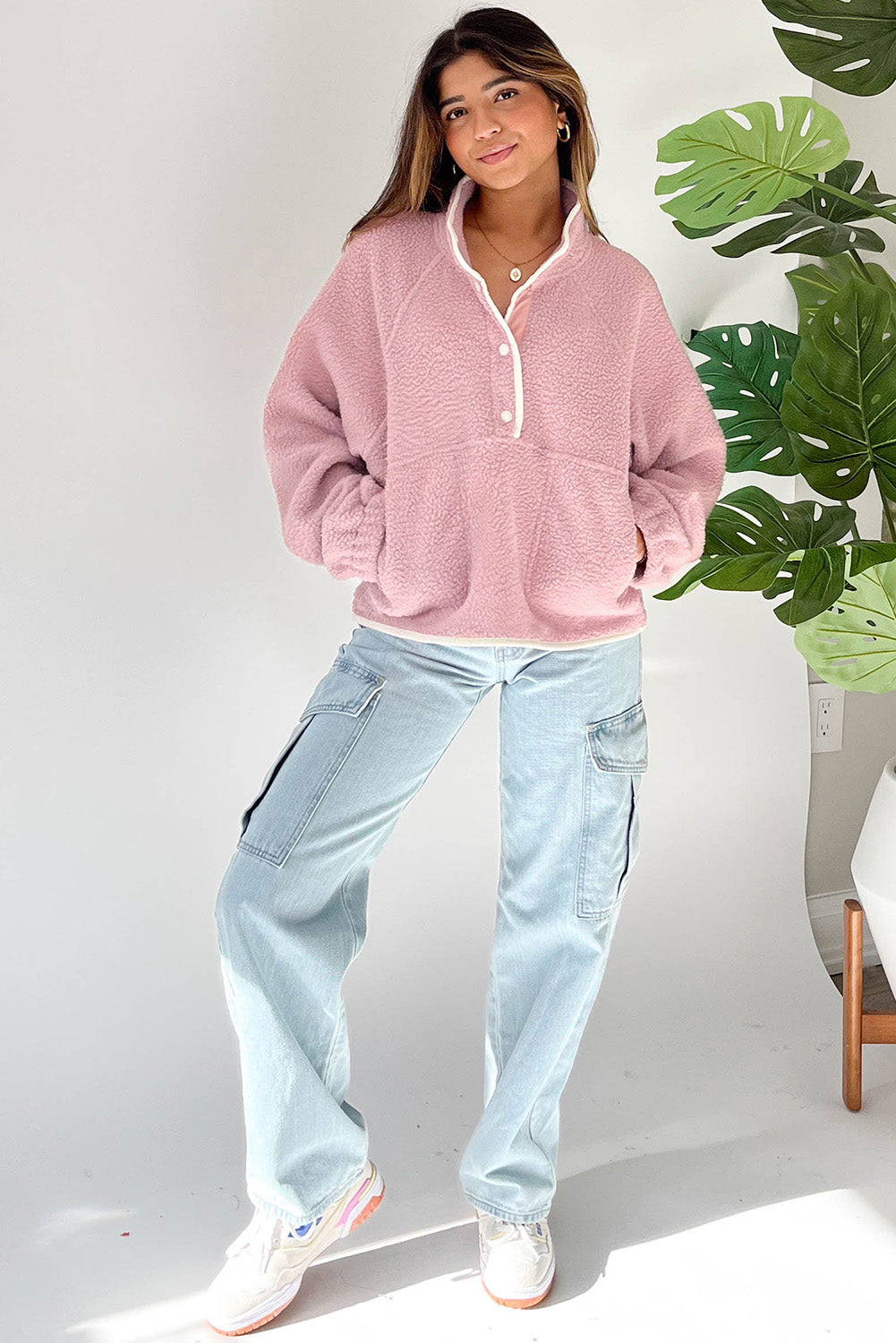 Half Button Plush Sweatshirt