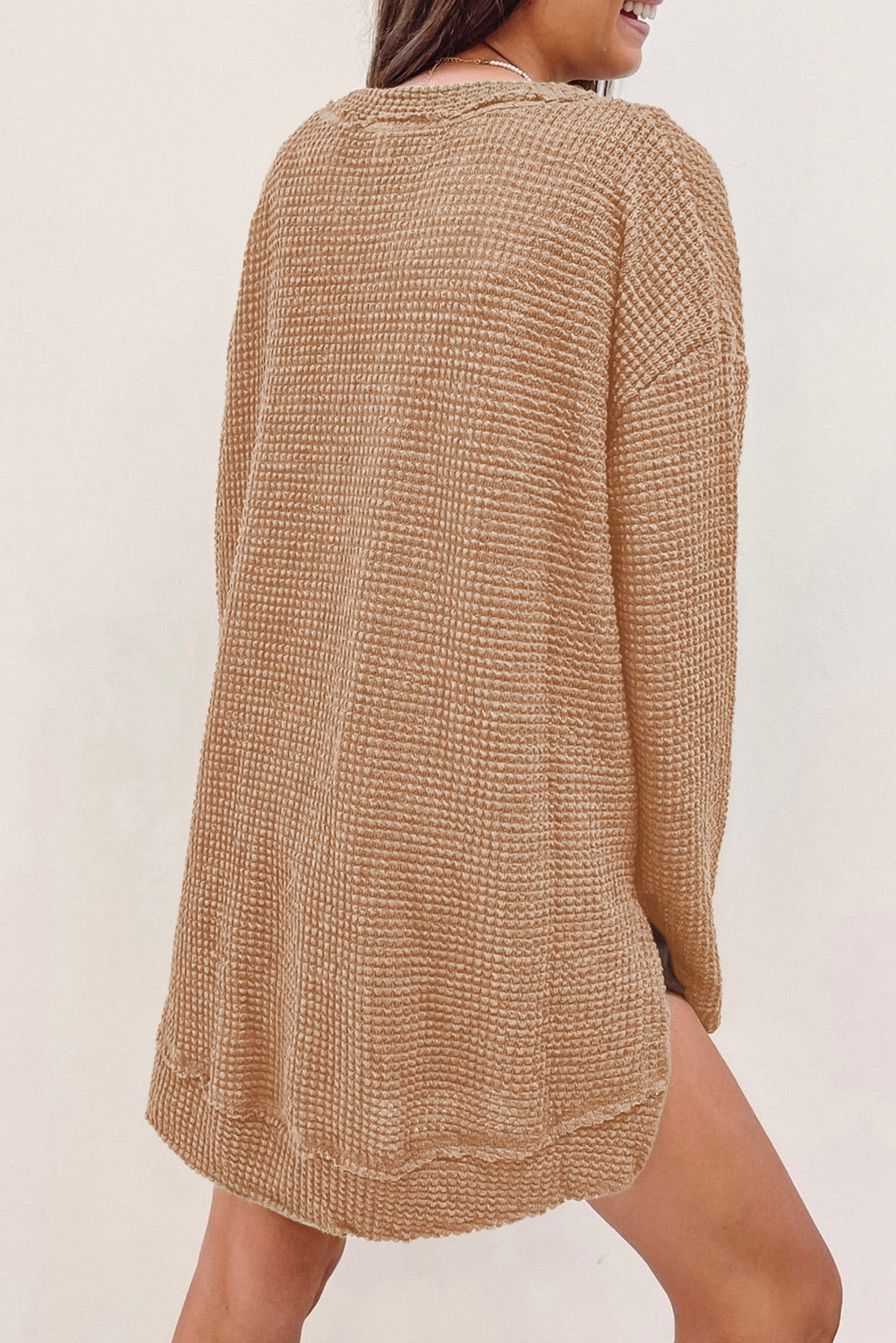 Waffle Knit Oversized Top