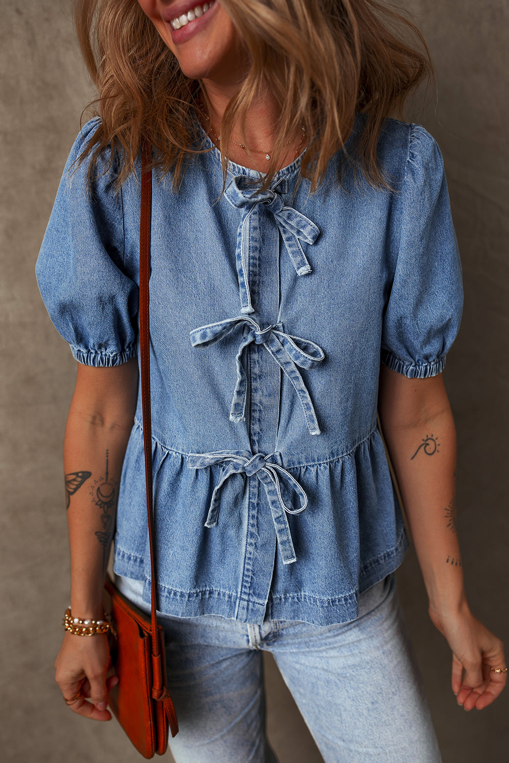 Tied Front Denim Shirt