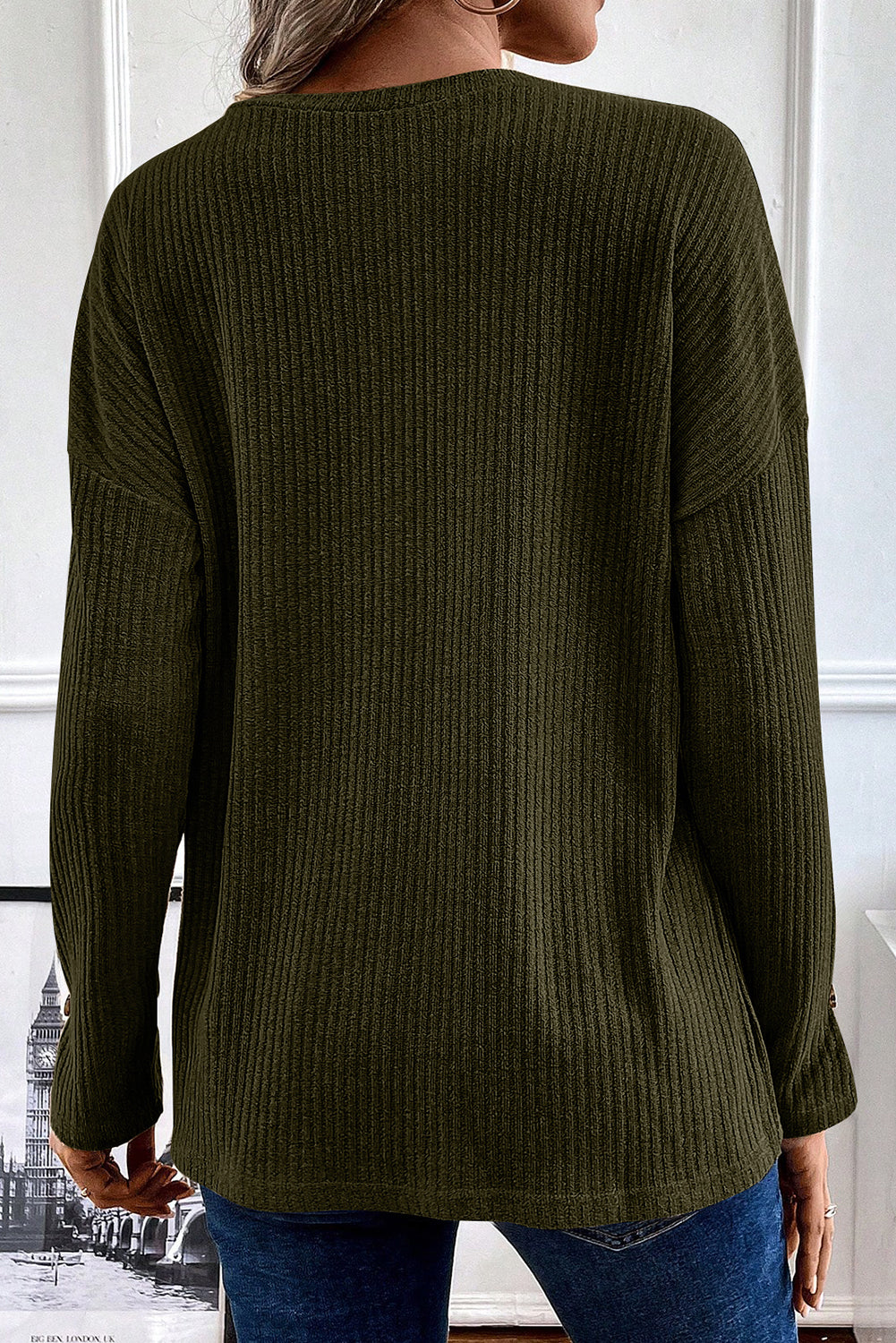 Textured Henley Knit Top