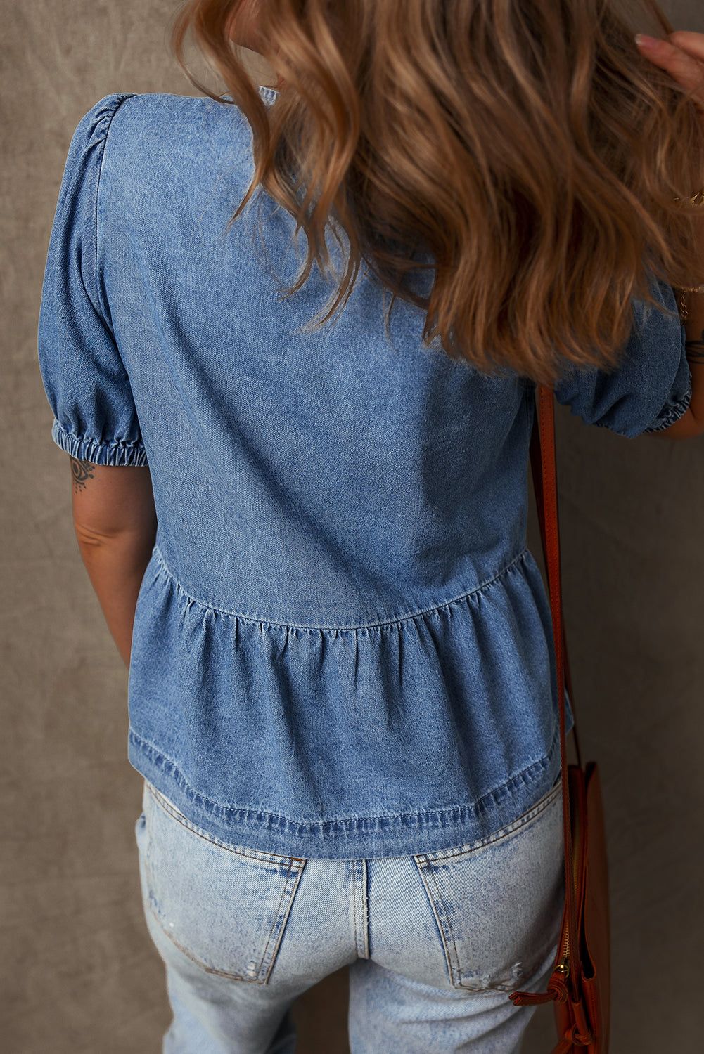 Tied Front Denim Shirt