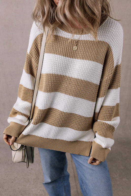 Striped Side Slit Sweater