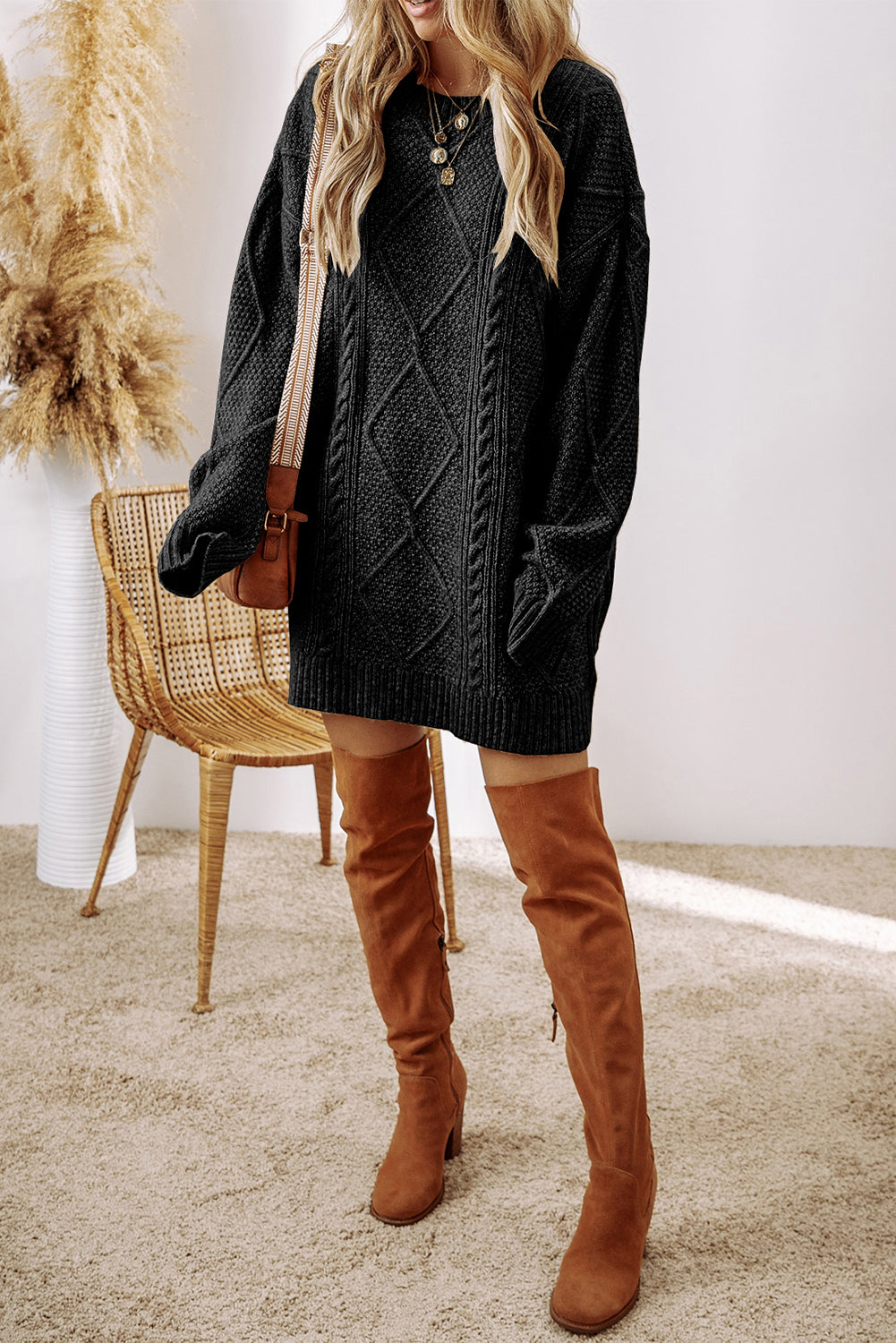 Cable Knit Sweater Dress