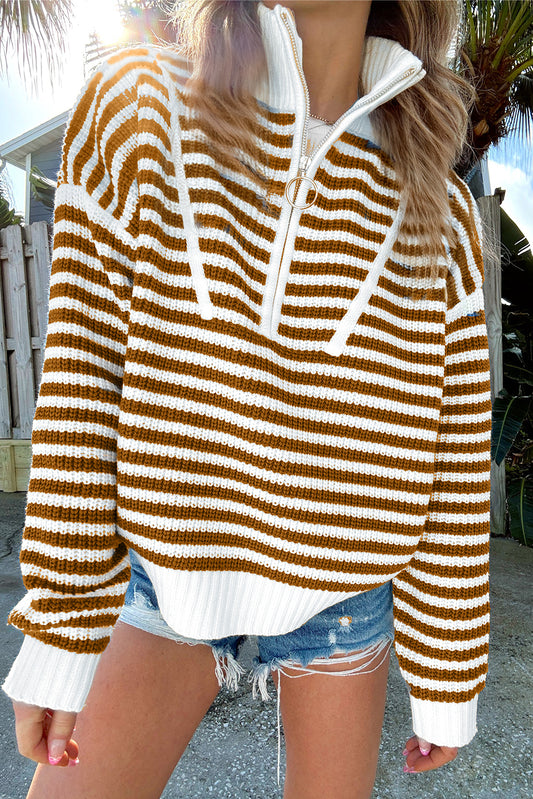 Stripe Half-Zip Sweater