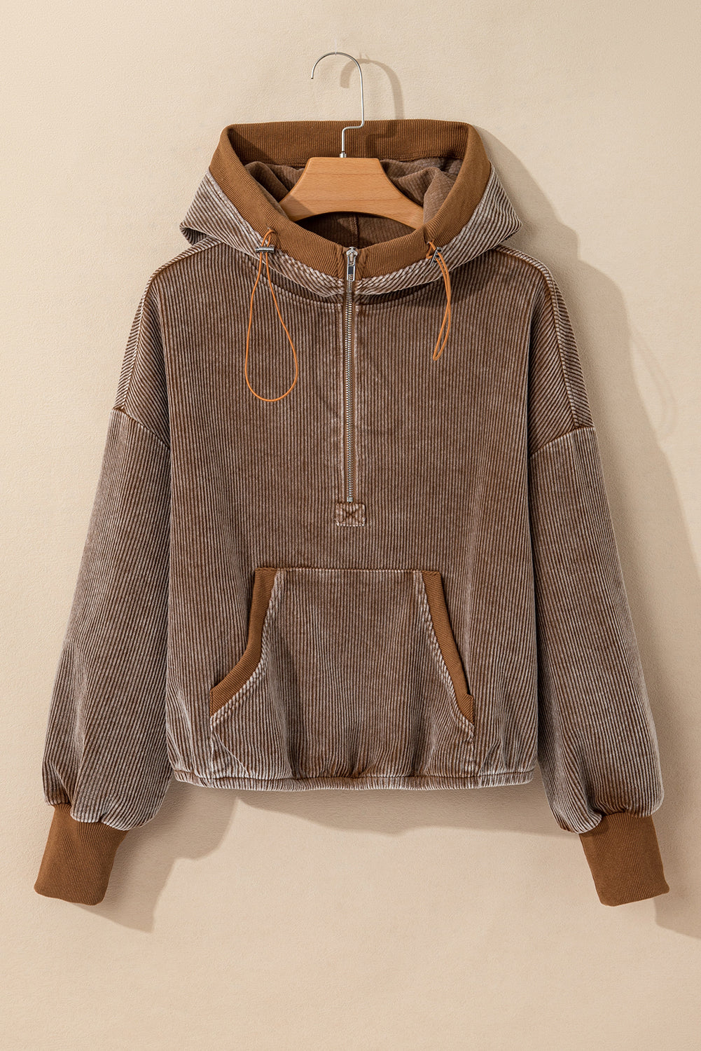 Half-Zip Corduroy Hoodie