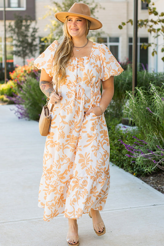 Floral Puff Sleeve Maxi Dress