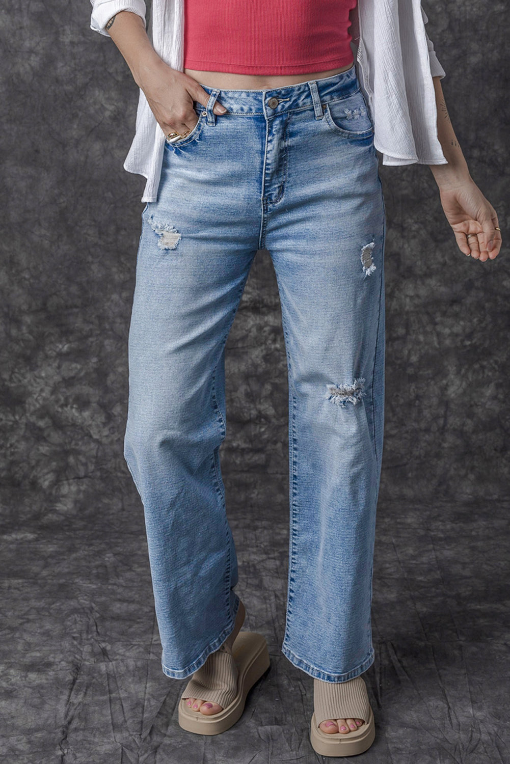 High Rise Distressed Jeans