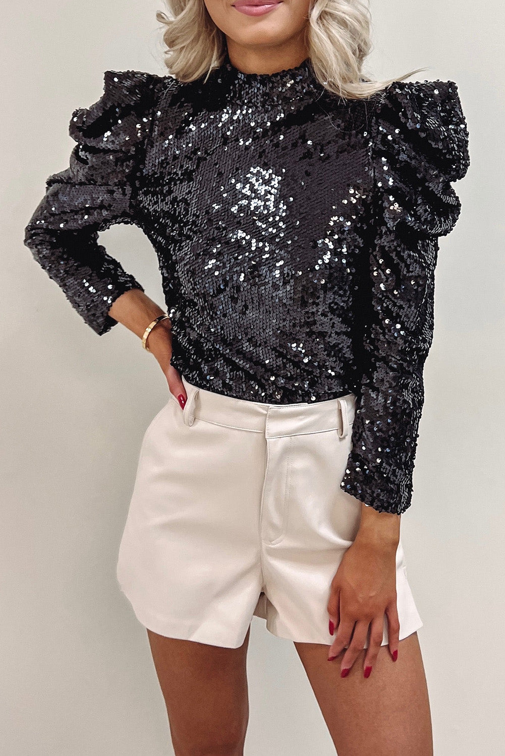 Sequin Bubble Sleeve Top