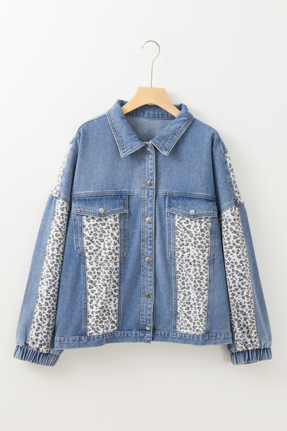 Leopard Patchwork Denim Jacket