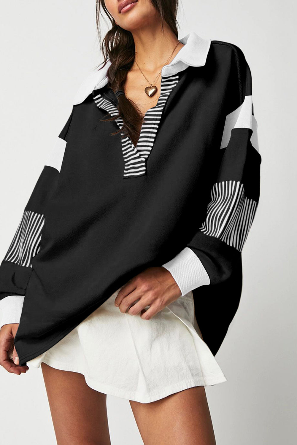 Striped Colorblock Sweatshirt