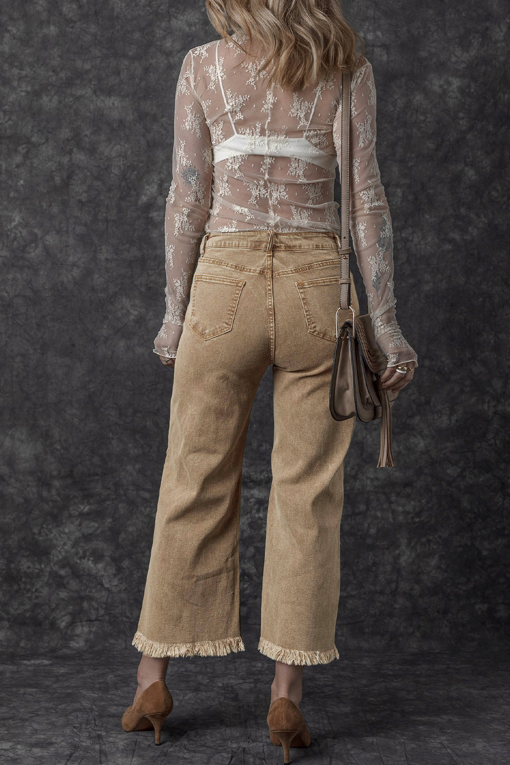 Acid Washed High Rise Cropped Jeans