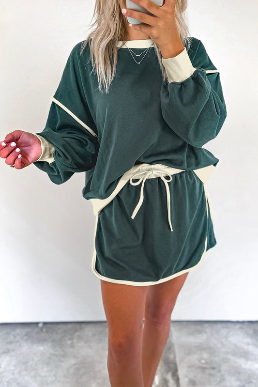 Pullover and Lace-up Skort Set