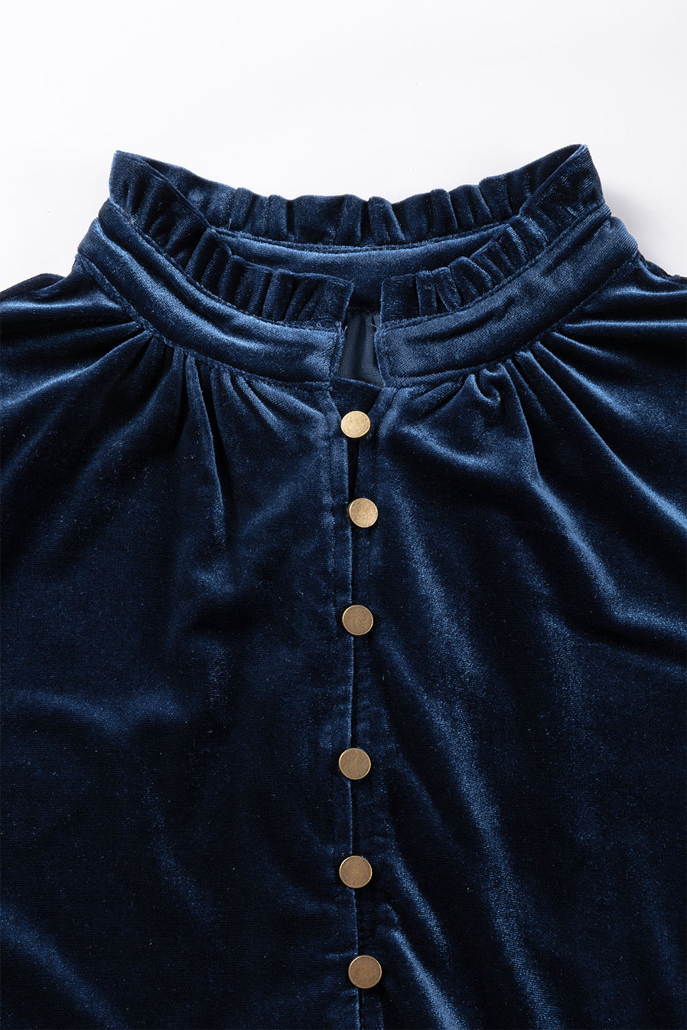 Frilled Button Velvet Top