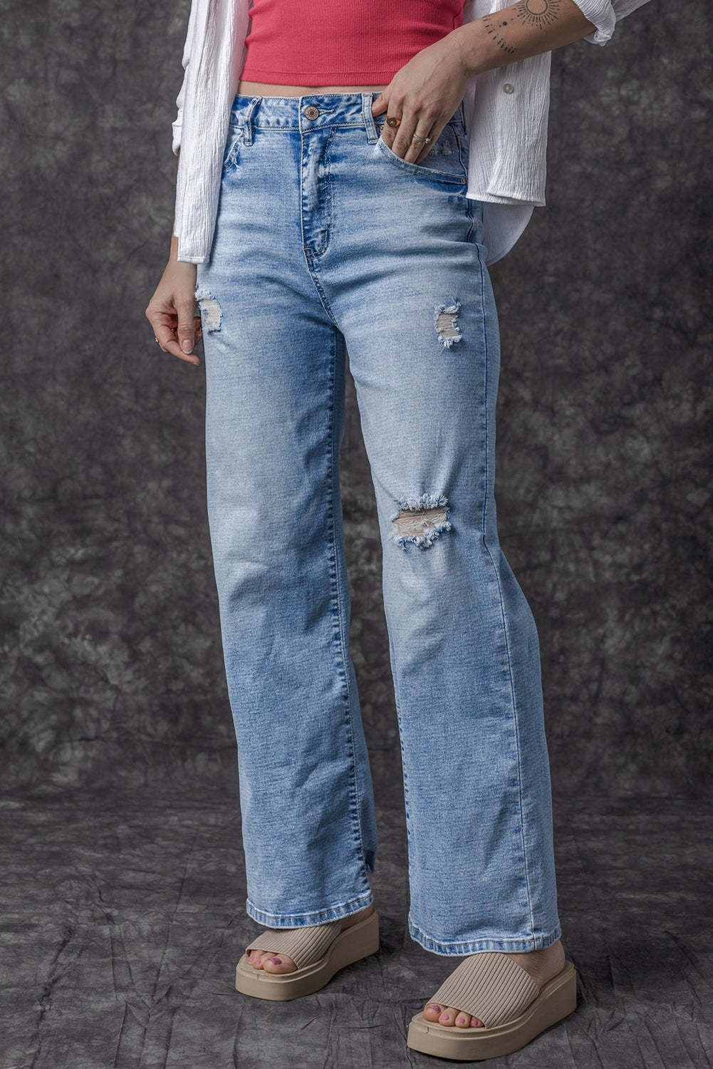 High Rise Distressed Jeans