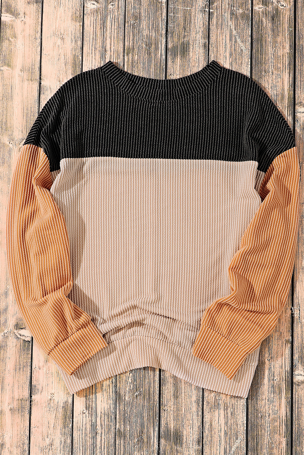 Color Block Ribbed Loose Top