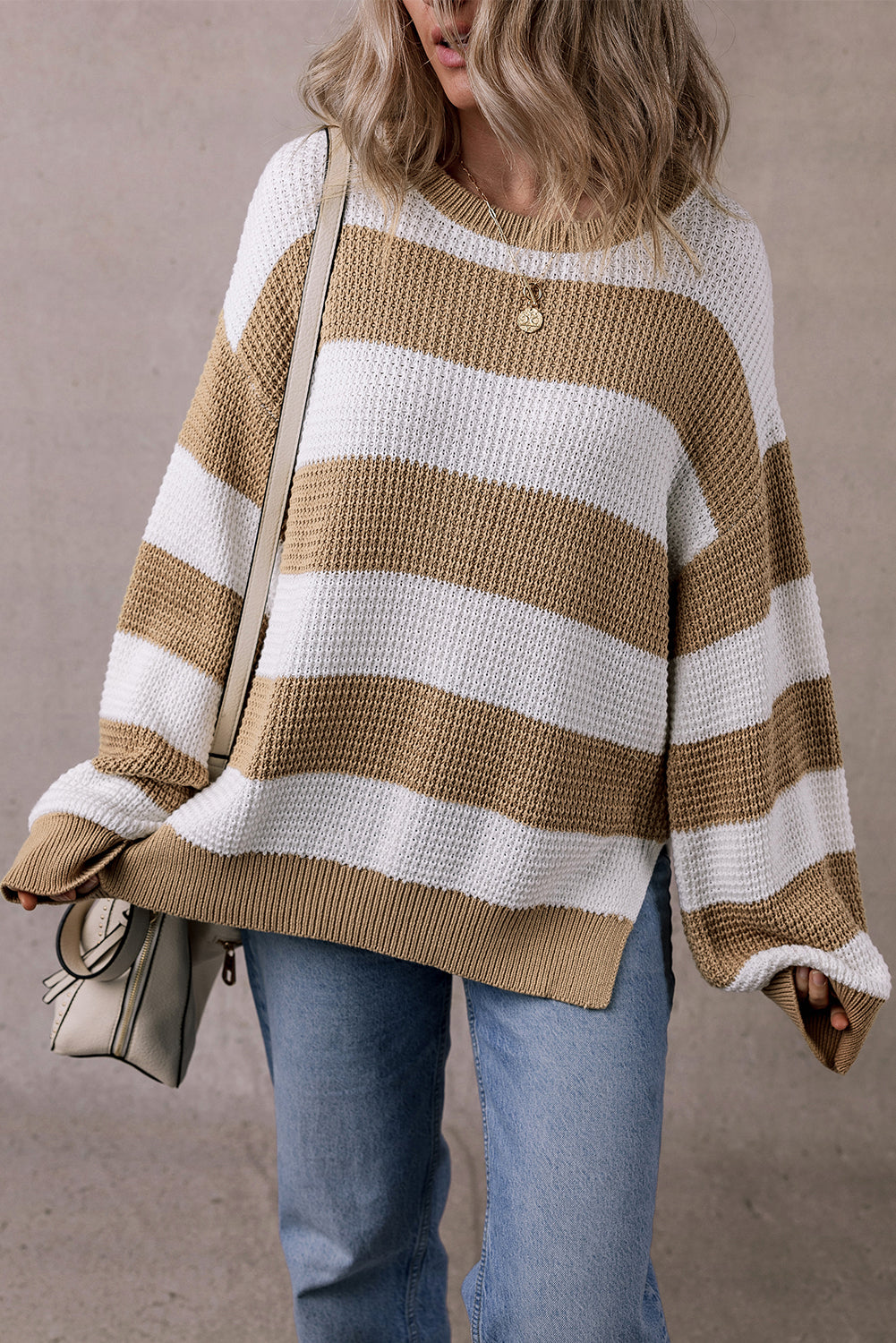 Striped Side Slit Sweater