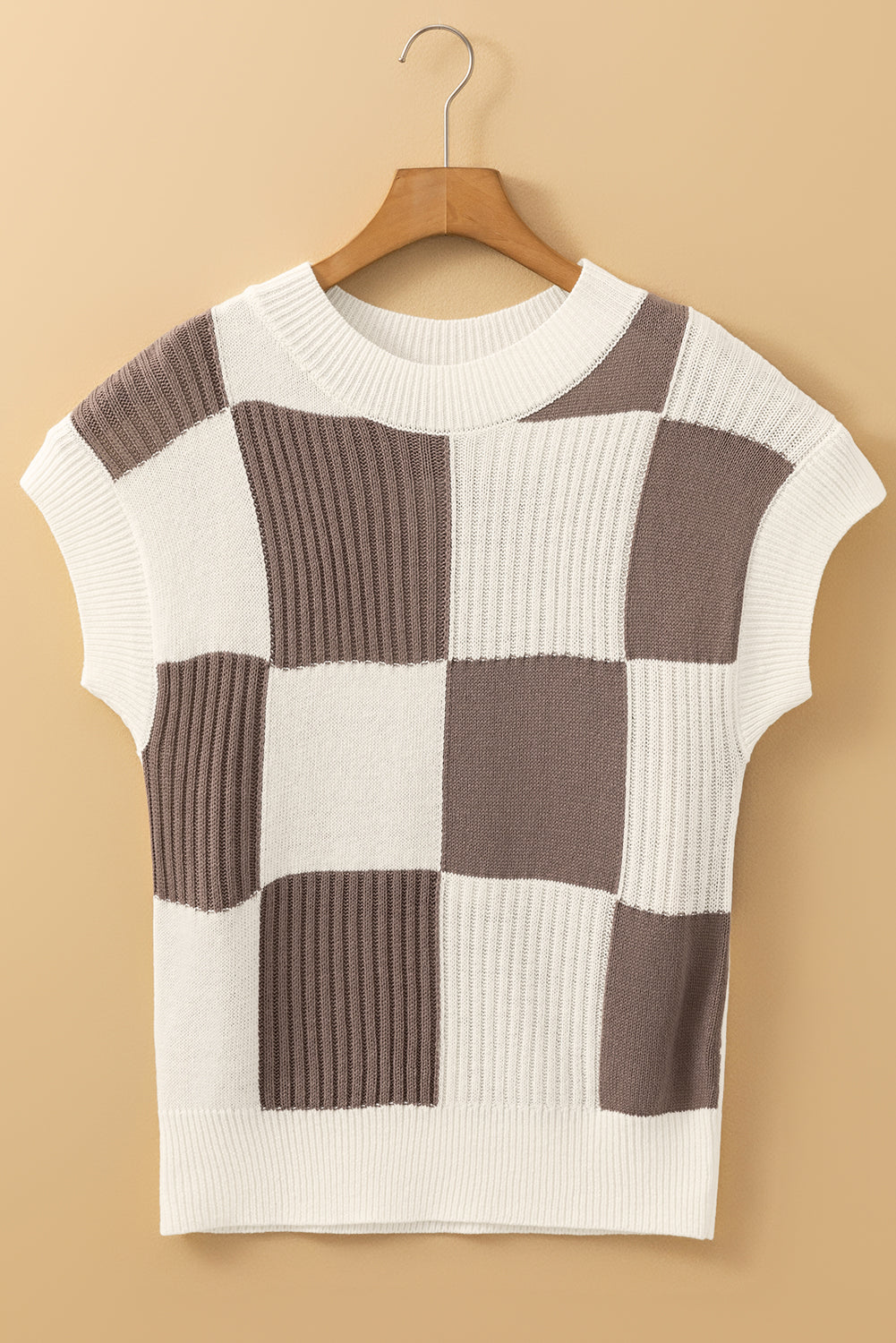 Checkered Color Block Sweater