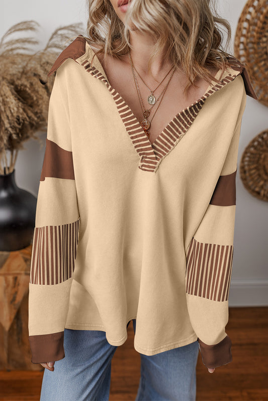 Striped Colorblock Patchwork Sweatshirt