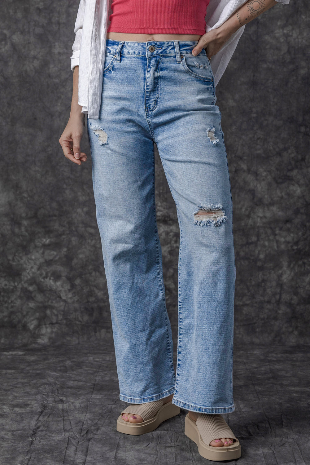 High Rise Distressed Jeans