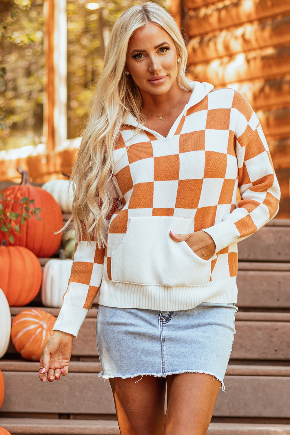 Checkered Hooded Sweater