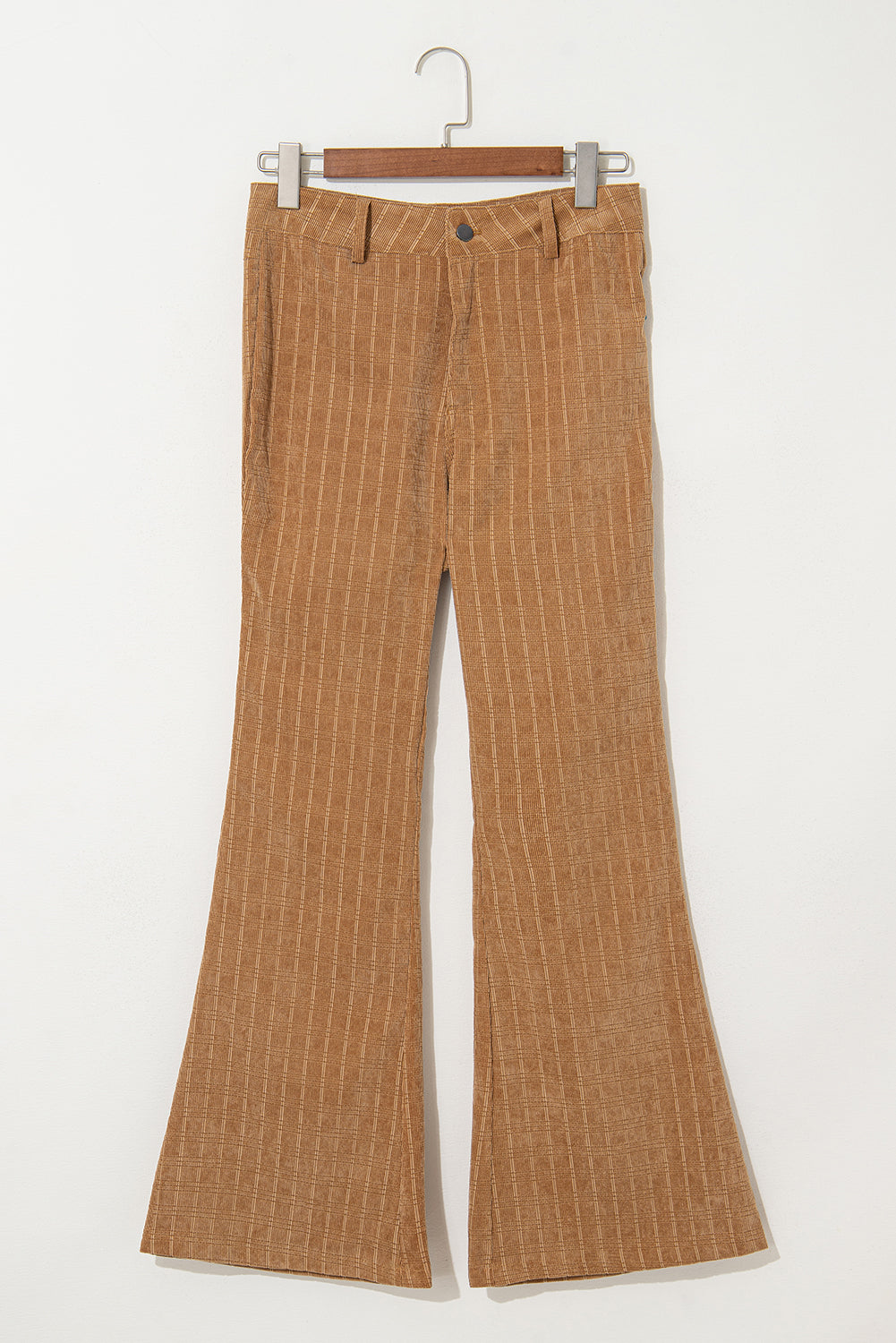 Checkered Corduroy High Waist Pants