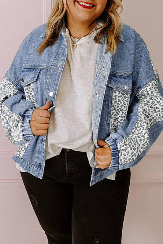 Leopard Patchwork Denim Jacket