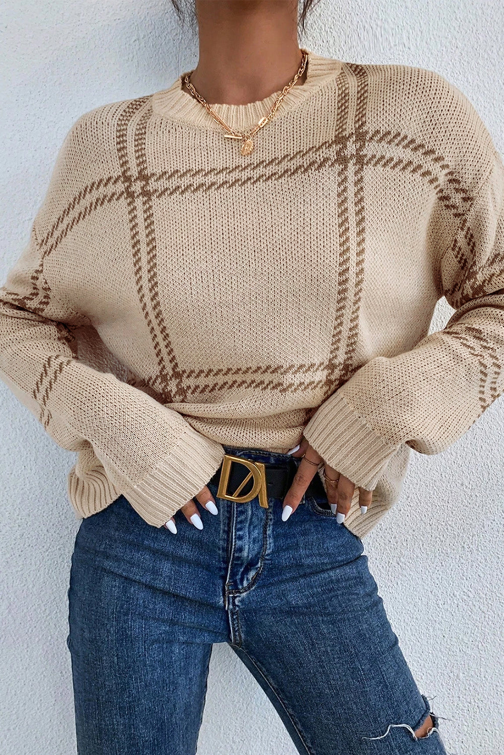 Plaid Knitted Sweater