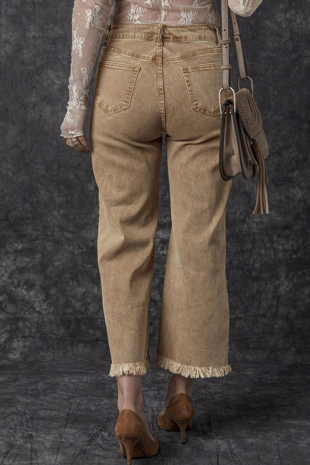 Acid Washed High Rise Cropped Jeans