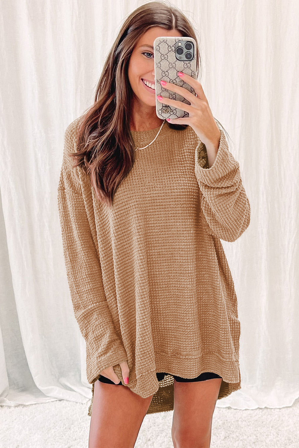 Waffle Knit Oversized Top