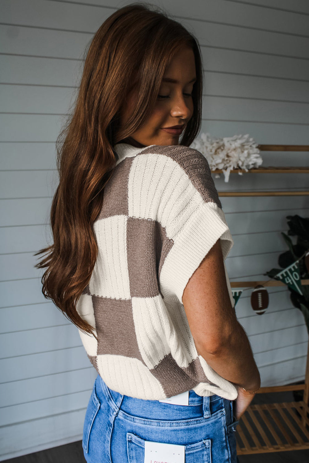 Checkered Color Block Sweater