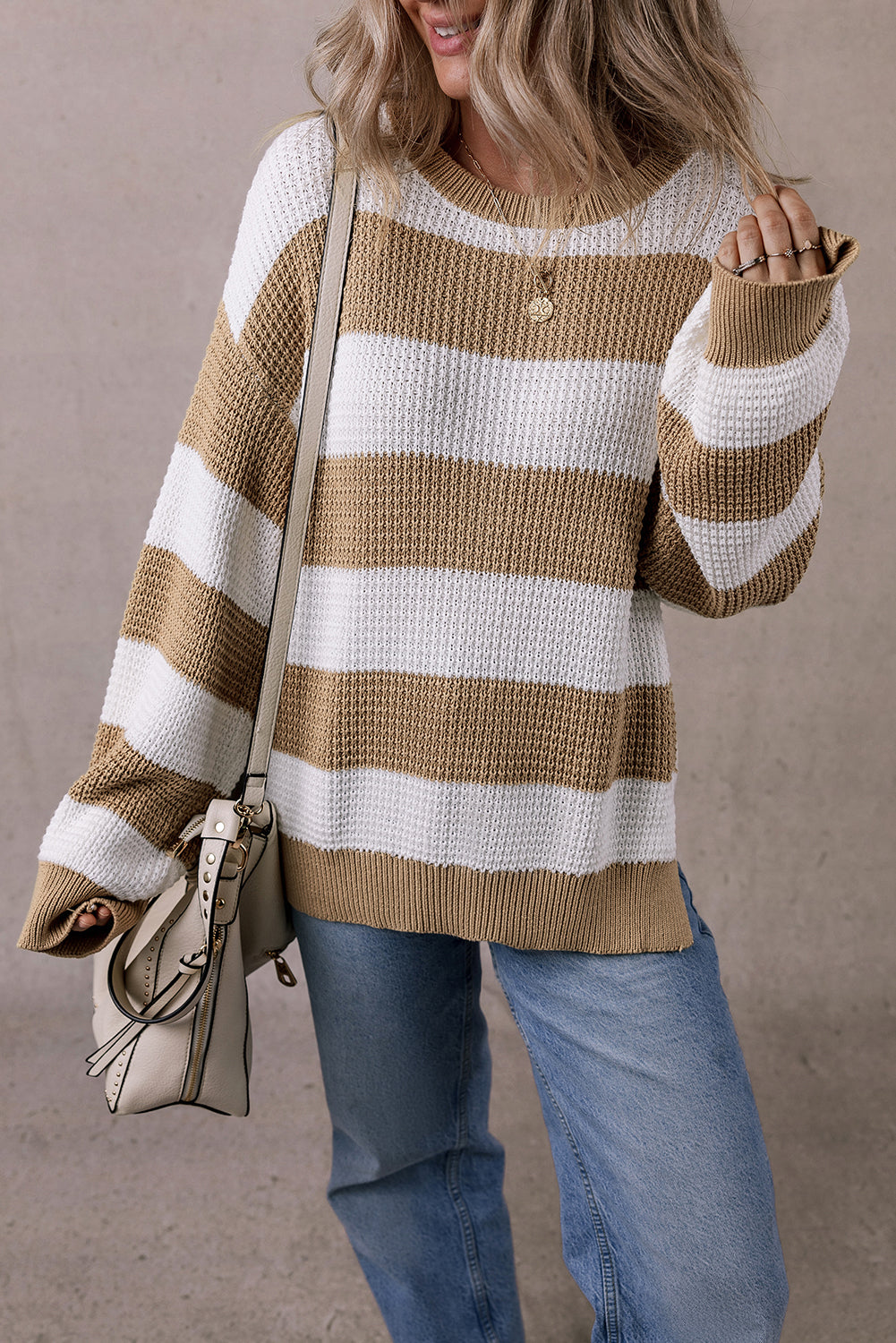 Striped Side Slit Sweater