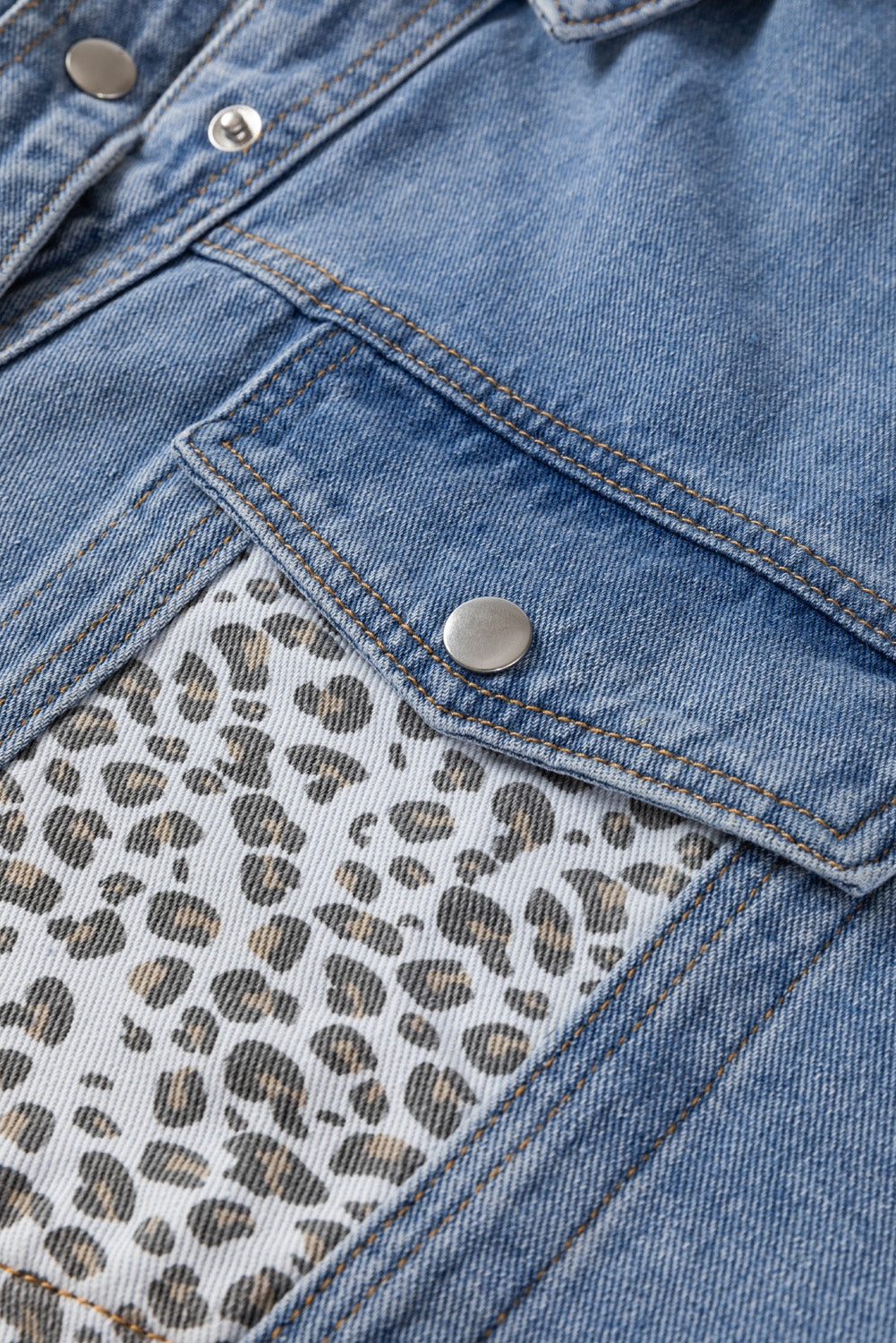 Leopard Patchwork Denim Jacket