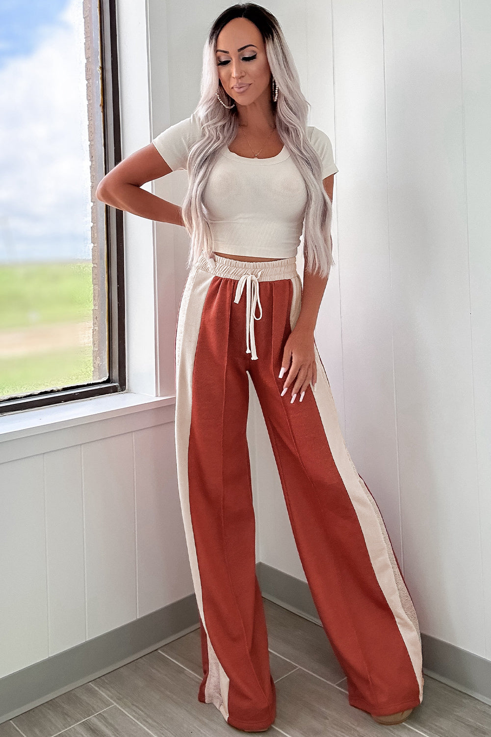 Drawstring High Waist Pants