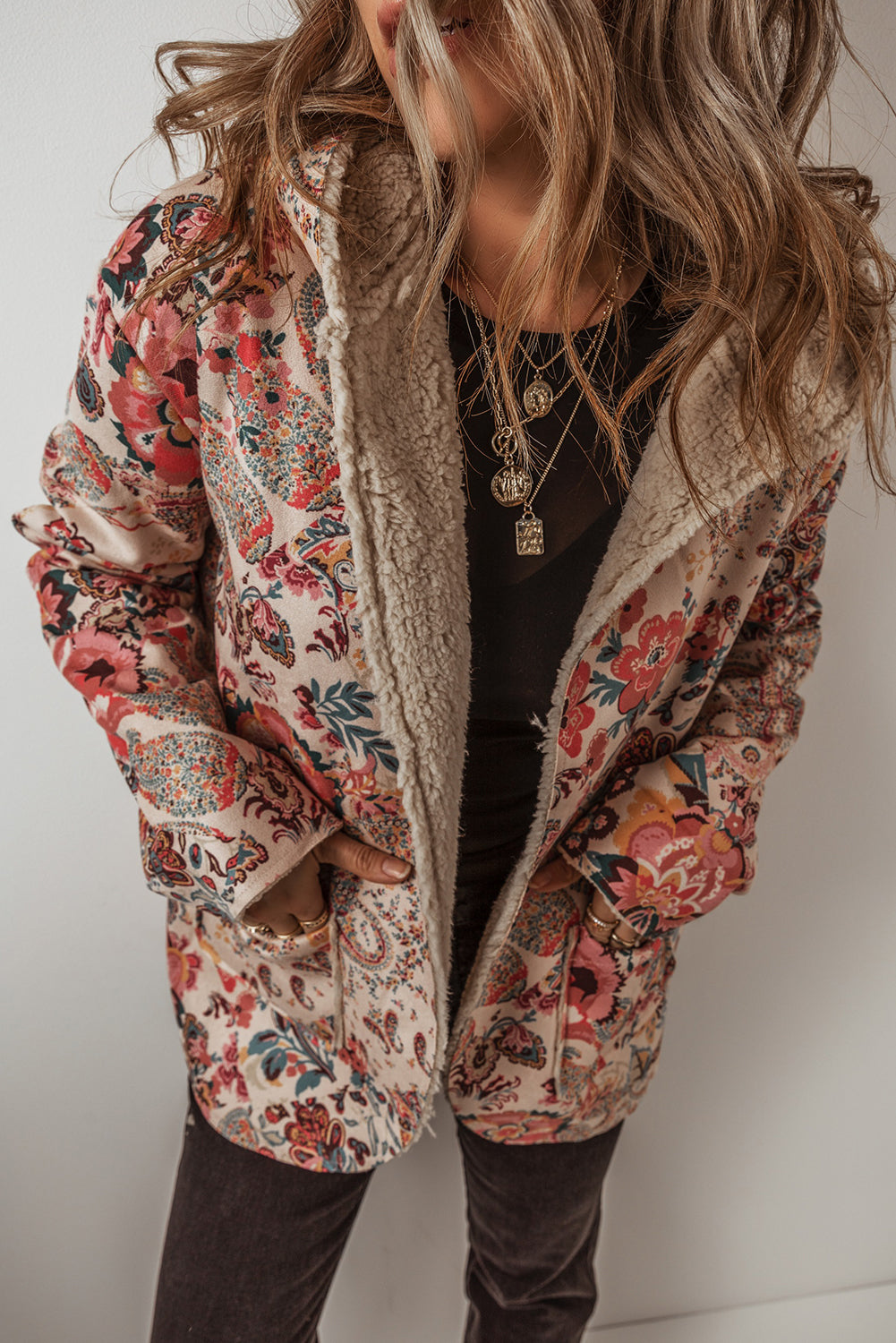 Vintage Paisley Floral Sherpa Jacket