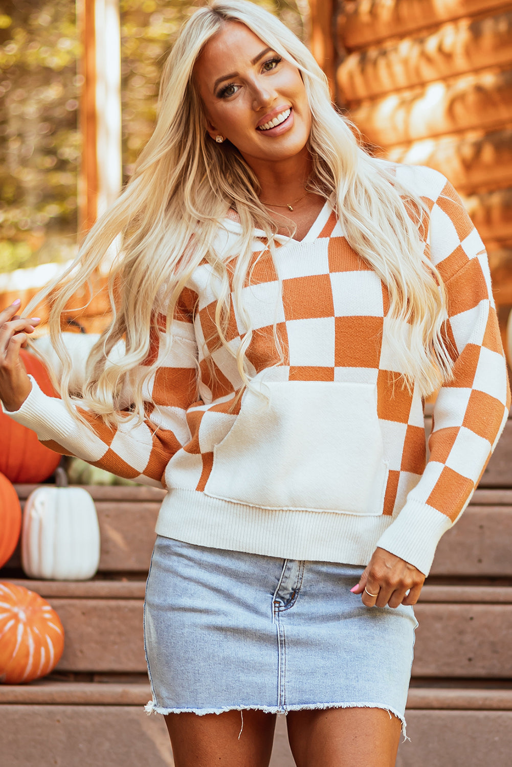 Checkered Hooded Sweater