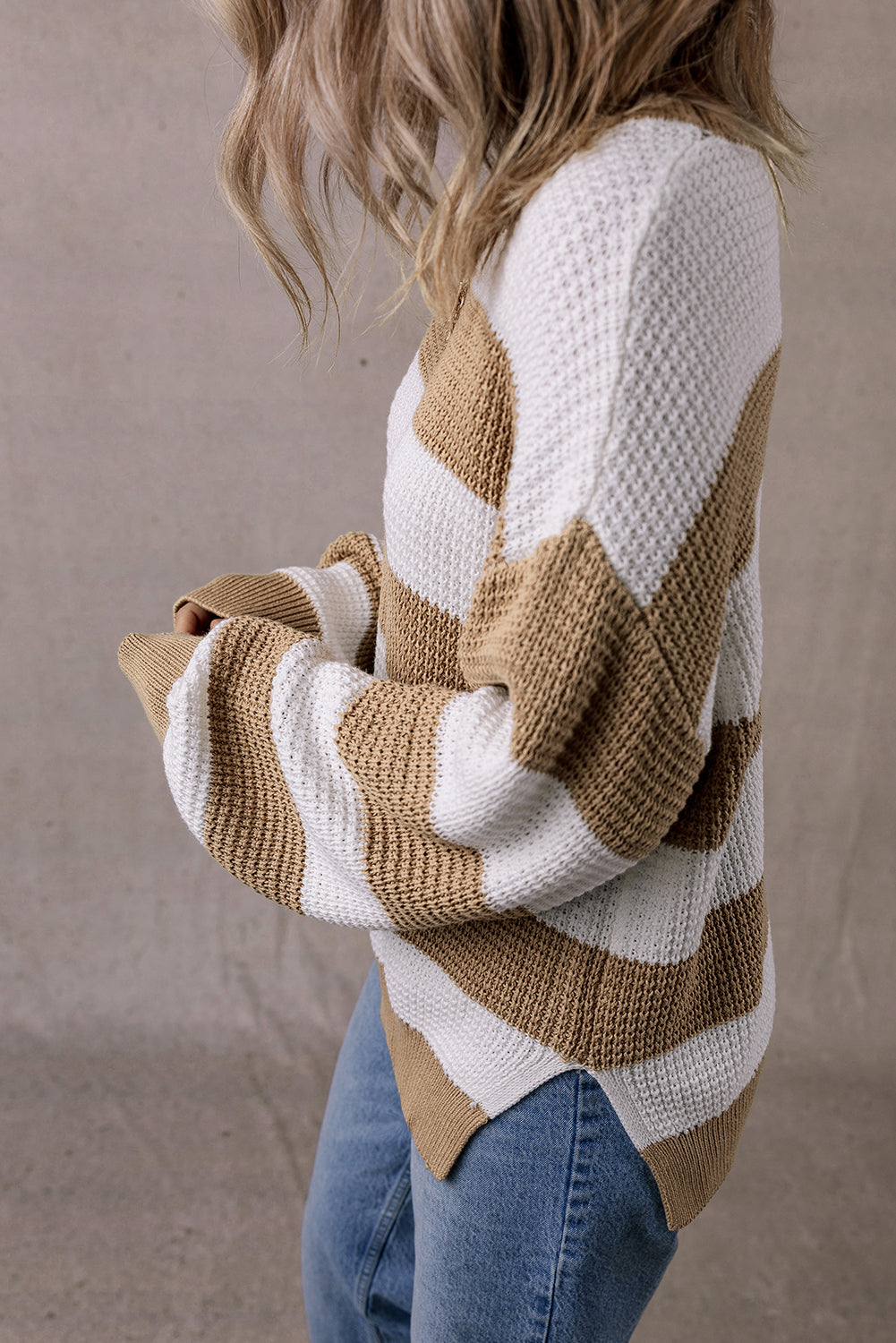 Striped Side Slit Sweater